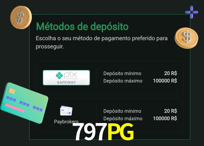 O cassino 797PG oferece uma grande variedade de métodos de pagamento